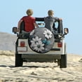 thumbnail image 6 of Camper Spare Tire Cover Teal And White Flowers with Butterflies Weatherproof Wheel Protectors Spring Floral Tire Cover for Fit for SUV Truck Travel Trailer 14inch, 6 of 8