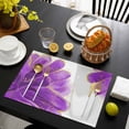 thumbnail image 3 of Purple Gold Placemats Set of 6, Abstract Flower Ombre Aesthetics Paint Placemats for Dining Table, Place Mats for Kitchen Tabletop, Waterproof Wipeable Dining Table Mats Set, 3 of 9