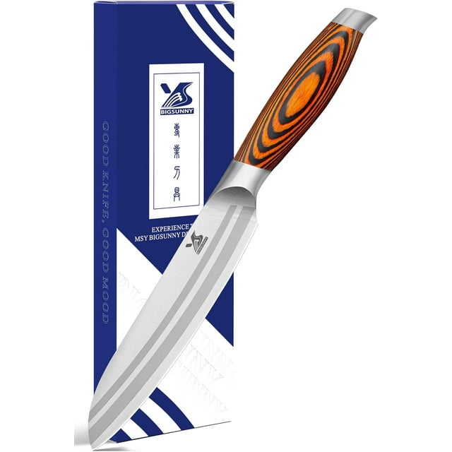MSY BIGSUNNY Utility Knife 5 Inch Kitchen Utility Knife Premium Stainless Steel Sharp Blade Multipurpose Use with Ergonomic Pakkawood Handle