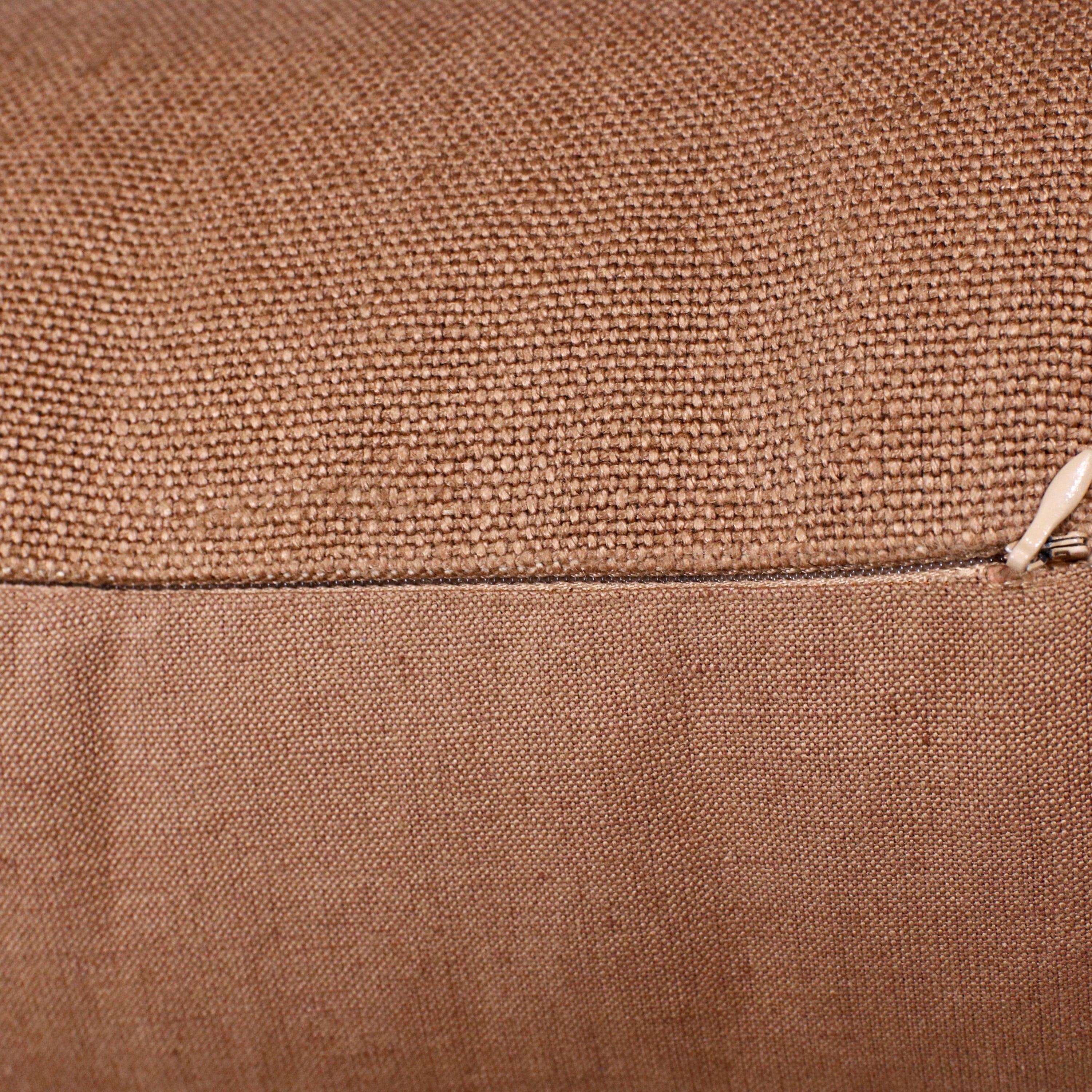 Ox Bay Euro Hand-Woven Brown Solid Linen Throw Pillow, 20" x 20"