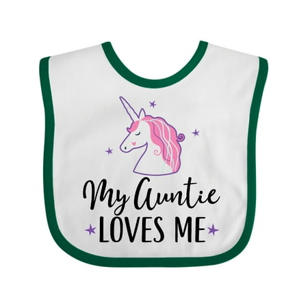 

Inktastic My Auntie Loves Me Unicorn Gift Baby Girl Bib