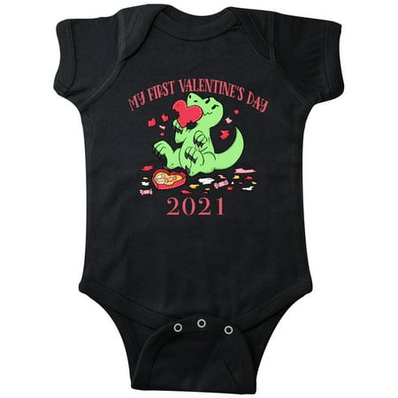

Inktastic My 1st Valentine s Day 2021 Dinosaur Gift Baby Boy or Baby Girl Bodysuit
