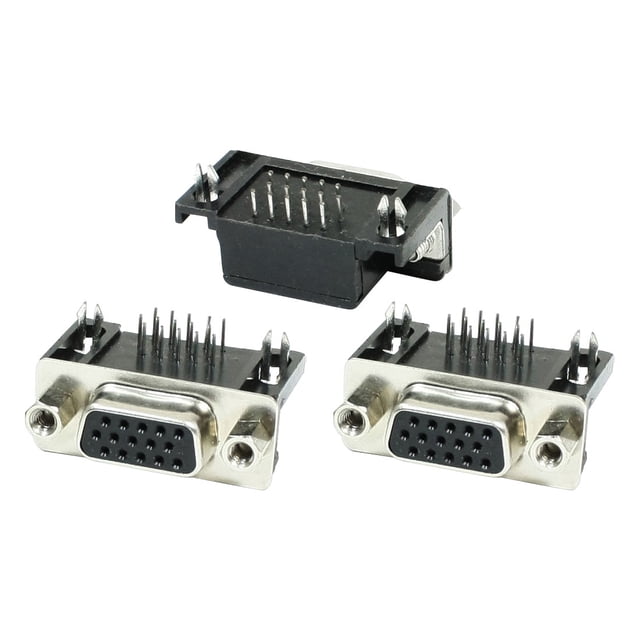 Unique Bargains 3 Pcs Connecteurs VGA Femelles à Angle Droit DB15 15 Broches