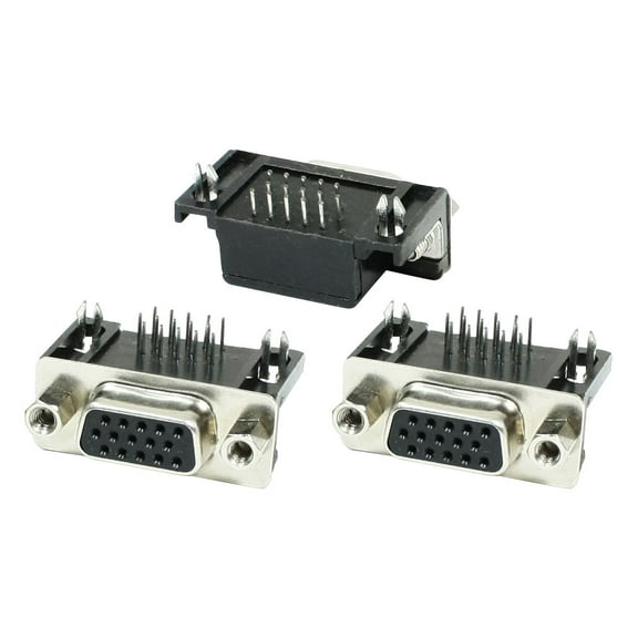 Unique Bargains 3 Pieces DB15 15 Pin Female D-Sub Right Angle PC Connectors
