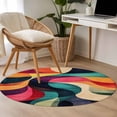 thumbnail image 4 of Round Rugs 3Ft, Colorful Geometric Round Area Rug Washable Indoor Throw Carpet, Modernism Abstract Aesthetics Small Non Slip Circle Rug for Bedroom Living Room Home Decor Aesthetic, 4 of 8