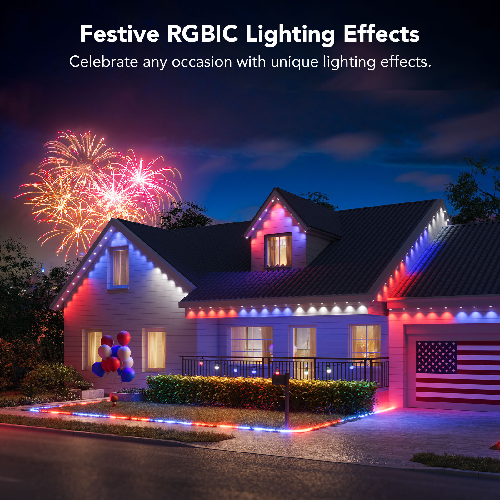 Govee 100ft RGBIC Permanent Outdoor Lights with 72 Lights Black Version