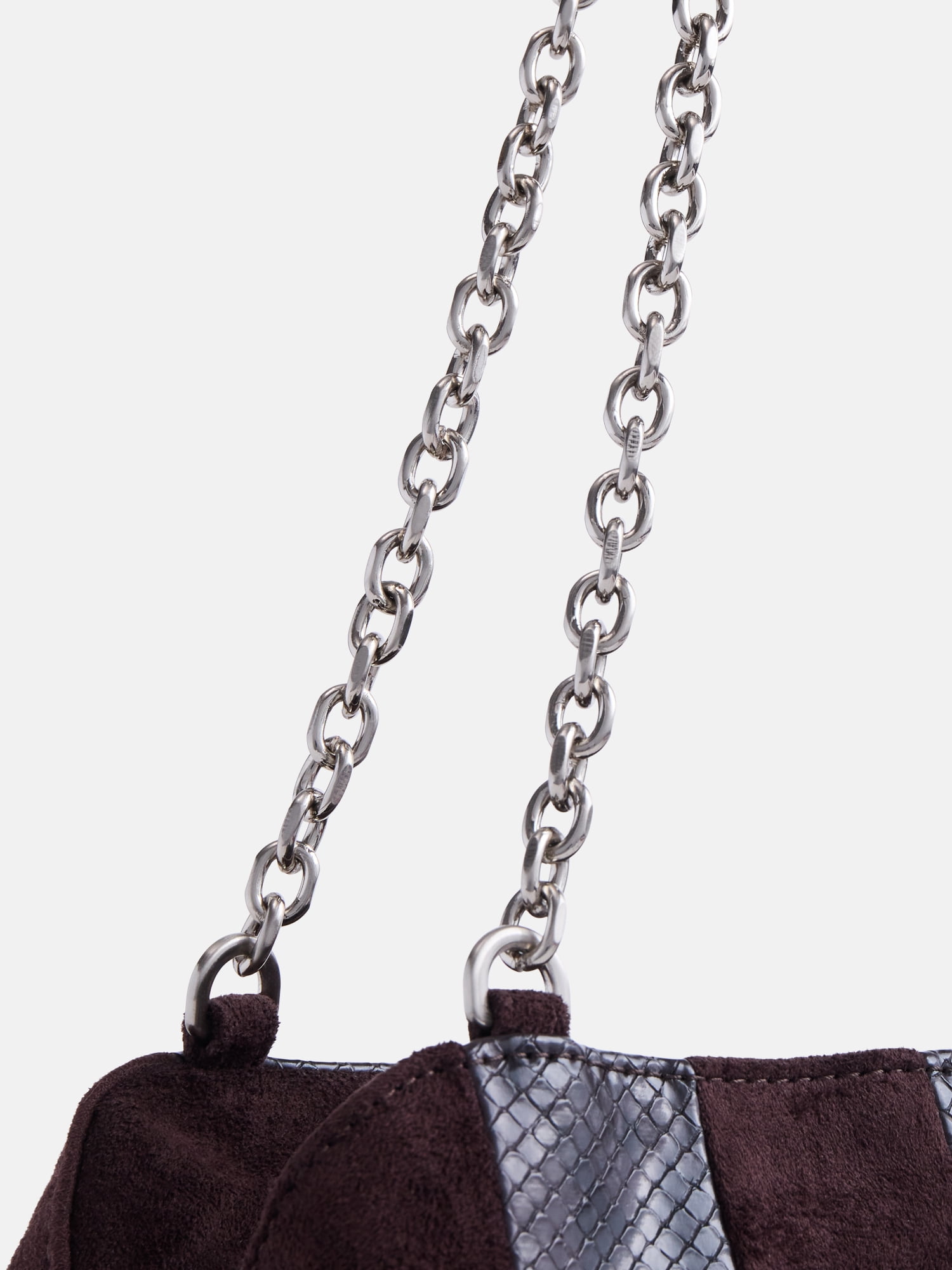 Scoop Women's Faux Snakeskin Chain Shoulder Bag, Dark Brown