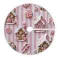 thumbnail image 6 of Yayeee Christmas Tree Skirt 35 inches for Xmas Tree Holiday Party Decoration, Pink Gingerbread Houses, 6 of 6