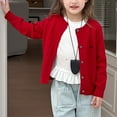 thumbnail image 4 of LIIPEE Girls T-Shirts Spring Fall Casual Letter Embroidery Button-Down Long Sleeve Round Neck Open-Front Cardigan Sweater Child Trendy Party Tee Shirts,Red,4-5 Years, 4 of 9