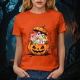 thumbnail image 4 of NOLDARES Halloween Shirts for Women Spooky Season Tshirt Cute Halloween Ghost Tee Fall Casual Short Sleeve Tops(Orange,L), 4 of 8