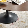 thumbnail image 5 of Allora Modern 48" Oval Top Metal Coffee Table in Black/Walnut, 5 of 6