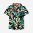 thumbnail image 2 of CAUYDY Boys Hawaiian Shirt Short Sleeve Button Down Shirt Casual Floral Tropical Beach Shirts(L101-Dark Green,12-18 M), 2 of 9
