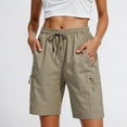 thumbnail image 2 of PUYAHG Casual Cargo Pantsfor Womens Summer Shorts Lightweight Outdoor Walking Travel Elastic Waist Wide Leg Stretchable Loose Fit with Pockets Short Pants for Ladies Brown,S, 2 of 6