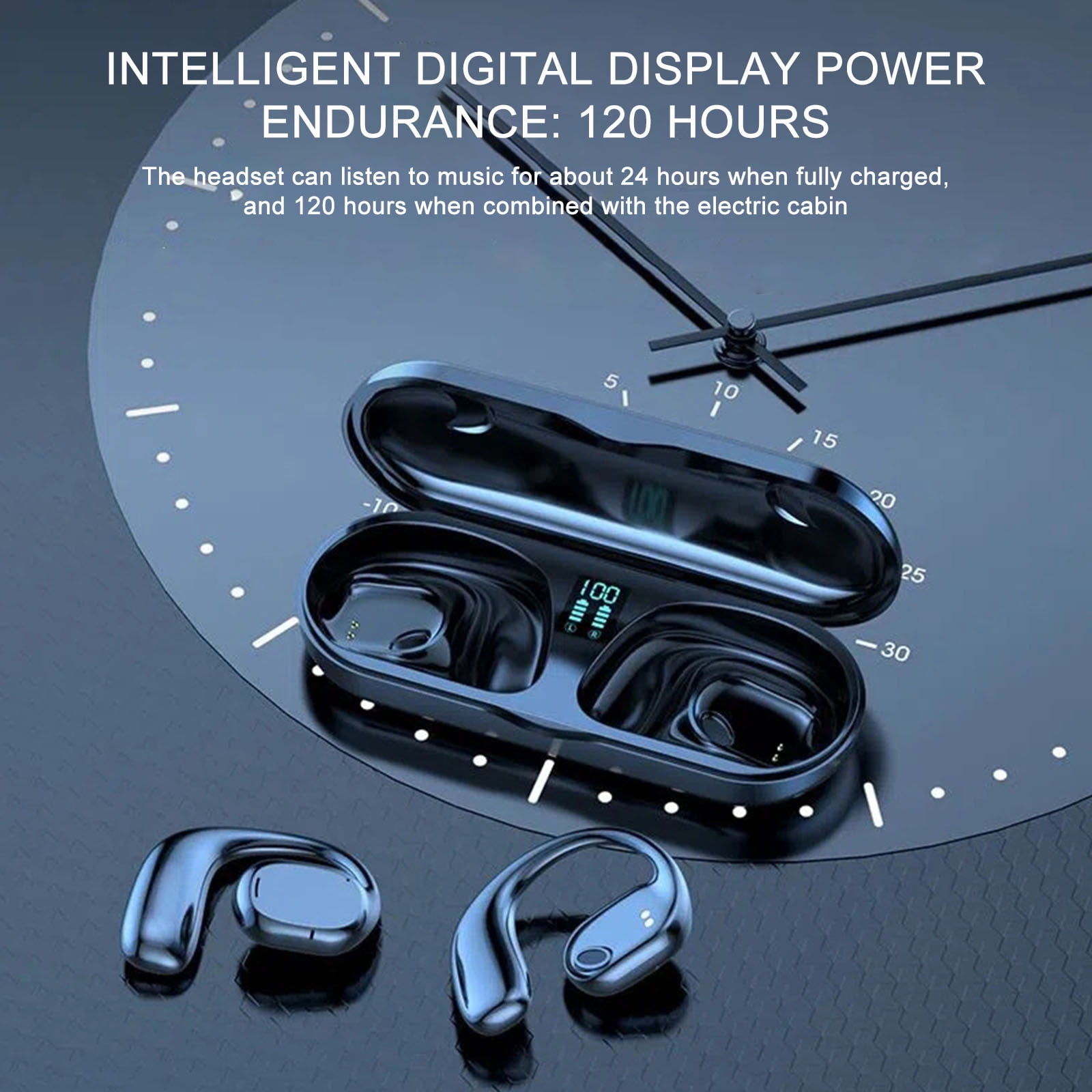 WSBDENLK Hi-Fi Tws-Headphones Not In-Ear Js270 with Ear Hooks for Training Sport Digital Display Wireless Earphones Bluetooth 5.3 Inaudible Wireless Earbuds with Mic