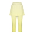 thumbnail image 5 of KHONTS Women's Tennis Skirt Leggings High Waist Tummy Control Athletic Yoga Capri Golf Pants Workout Clothing Yellow XL, 5 of 7