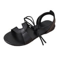 thumbnail image 2 of Xdegoge Lace Up Sandals for Women Gladiator Flat Shoes Ankle Wrap Strappy Open Toe Summer Casual Boho Footwear Dressy Beach Walking Slides Lightweight Ladies Fashion Wear, 2 of 8
