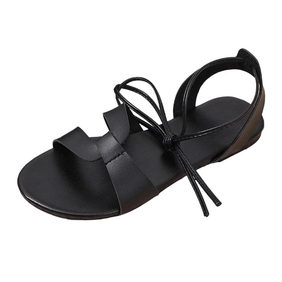 Xfvqtps Women Flat Sandals Bohemian Strappy Sandals Lace up Casual Open Toe Shoes for Spring and Summer Comfortable Walking Beach Shoes