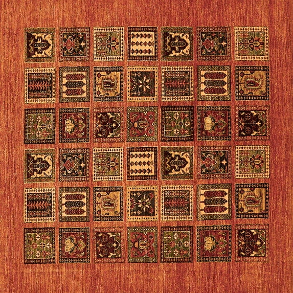 Ahgly Company Indoor Square Abstract Orange Modern Area Rugs, 4' Square