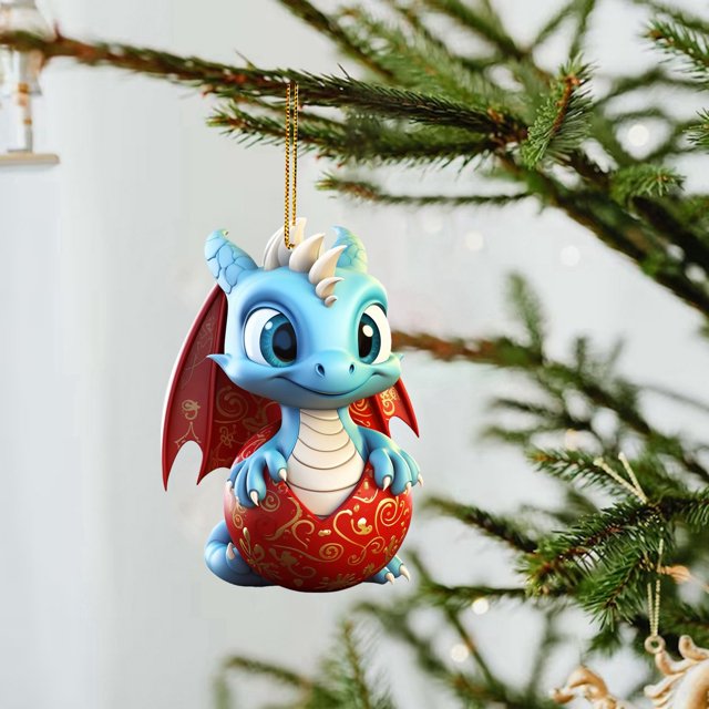 2D Christmas Baby Pendant Cartoon Flying Acrylic Double Printed Hatching Decoration for Holiday Cheer