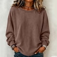thumbnail image 3 of yillto Womens Long Sleeve Crewneck Sweatshirts Plus Size Loose Casual Solid Color Sweatshirt S-5XL, 3 of 6
