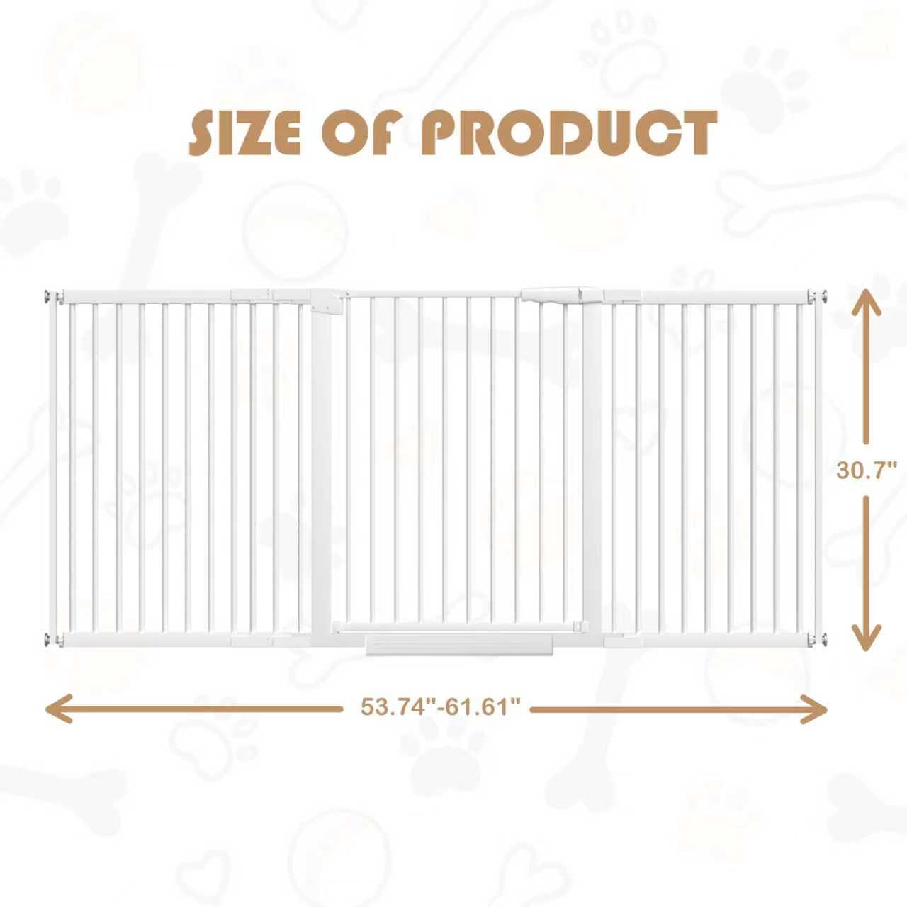 LuckyApr Extra Wide Baby Gate Ultra Narrow Spacing 53.74"-61.61"" Pressure Mounted Double Lock Swing Auto Close Walk Through
