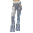 thumbnail image 3 of Daisy Del Sol High Waist Soft Crushed Velvet Gypsy Comfy Yoga Ethnic Tribal Stretch 70s Bell Bottom Flare Pants, 3 of 5