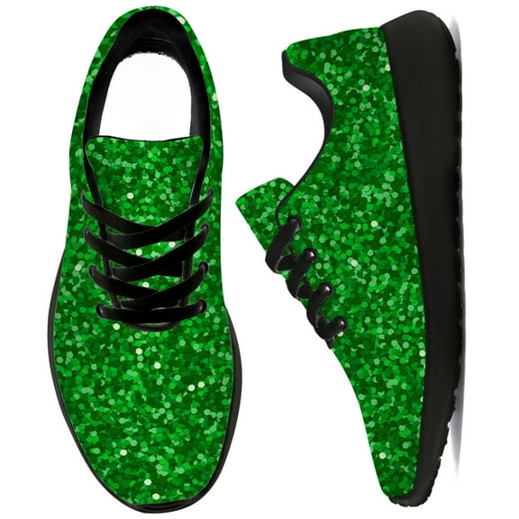 Uminder Womens Tennis Shoes Glitter Print Sneakers Black Shoes Size 9.5