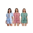 thumbnail image 2 of Michellecmm Women’s Casual 2 Piece Outfits Puff Sleeve Tie Knot Front Tops + Shorts Set Loungewear, 2 of 8