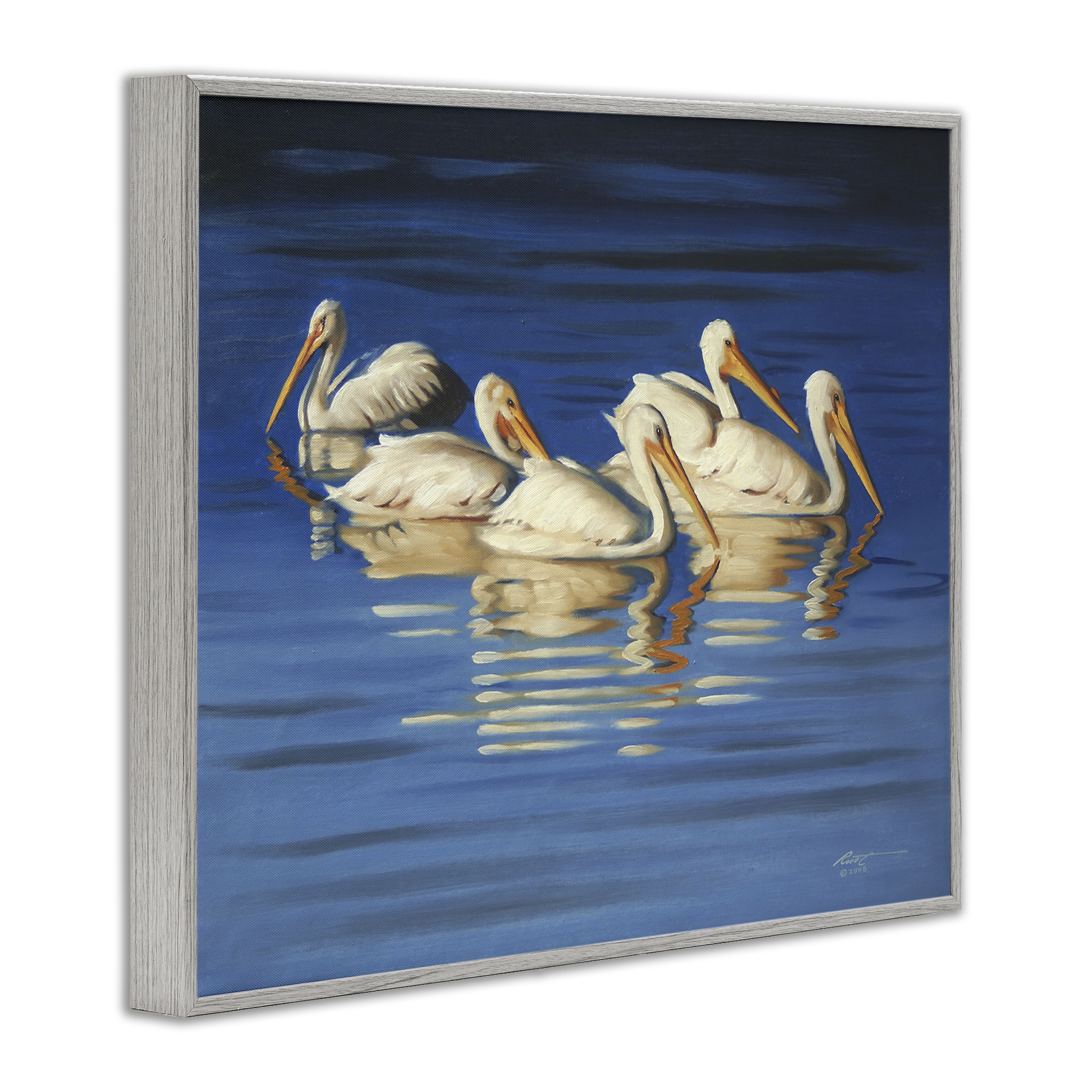 Stupell Industries Pelican Flock Lake Ripples Animals & Insects Painting Gray Framed Art Print Wall Art, 14 x 11