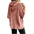 thumbnail image 7 of Gamivast Velvet Hoodie Pullover for Women Sweatshirts Half Sleeve Drop Shoulder Drawstring Velour Tops Casual Loose Fit Comfy Y2K Fall Loungewear Pink XXL, 7 of 7
