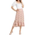 thumbnail image 2 of INSPIRE CHIC Women's Floral Elastic Waist Ruffle High Low Hem Skirts XL Pink, 2 of 6