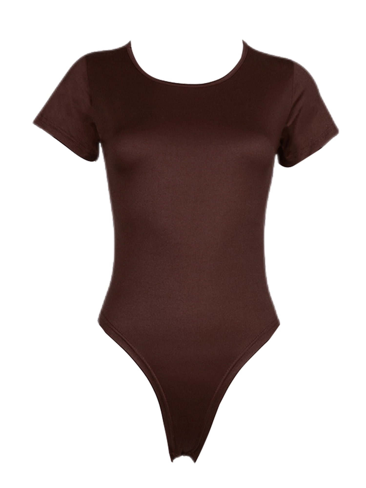 Voguele Women Romper Short Sleeve T Shirt Bodysuit Basic Beach Top Stretchy  Jumpsuits 38380 Brown L - Walmart.com