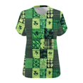 thumbnail image 3 of Tamaño Más Manga Corta Tops para la Impresión de Cuello en V de las Mujeres, Color Sólido Base de Verano Blusa Casual, 3 of 6