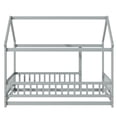 thumbnail image 6 of Bellemave Twin Floor Bed, Twin Size House Bed Frame with Fence, Wood Montessori Bed for Bedroom (Gray), 6 of 7