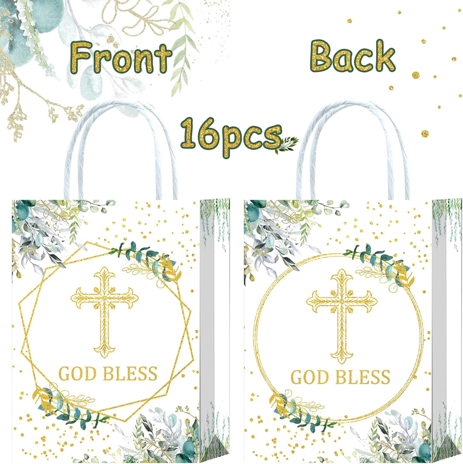 20 Pack Religious Party Favor Gift Bags for Christening Gifts for Girls and Boys Baptism, First Communion, Weddings, Confirmations or Other Religious Occasions