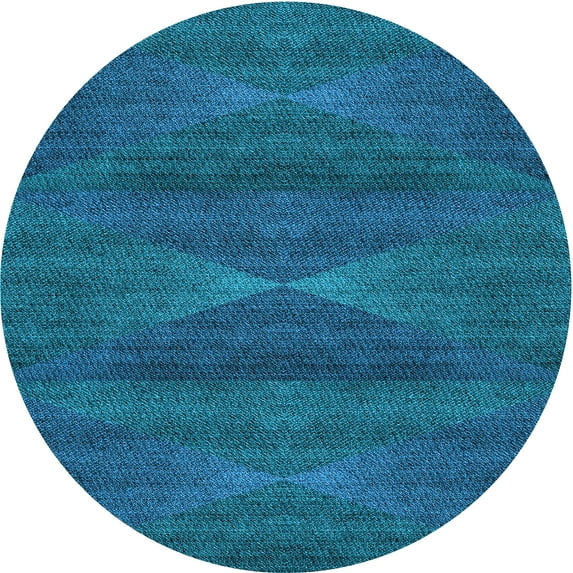 Ahgly Company Indoor Round Patterned Deep Sky Blue Area Rugs, 8' Round