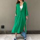 thumbnail image 3 of Camisa De Vestir Cárdigan con botones para mujer, vestido camisero informal con abertura lateral, vestido camisero suelto para la playa Kuymtek Verde M para Mujer, 3 of 6