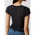 thumbnail image 5 of Cenuakty Women's Summer Fitted Crop Tops Short Sleeve Low Cut Tie Up Cropped Lace T-shirt, 5 of 6