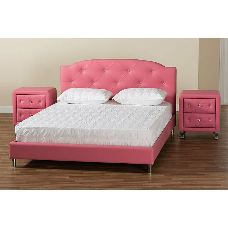 Baxton Studio Canterbury Contemporary Glam Pink Faux Leather