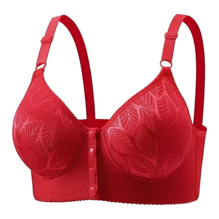 Bigersell Wireless Comfortable Push up Bra Discouts Women s Solid Color Underwire Oversized Gathering Underwear Daily Bra Balconette Bra Style F-1102 Red XXL