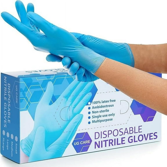 [100 Pcs Nitrile Gloves - Powder & Latex Free Disposable Exam - Medical & Food Grade - 3 Mil - Touch Sensitive