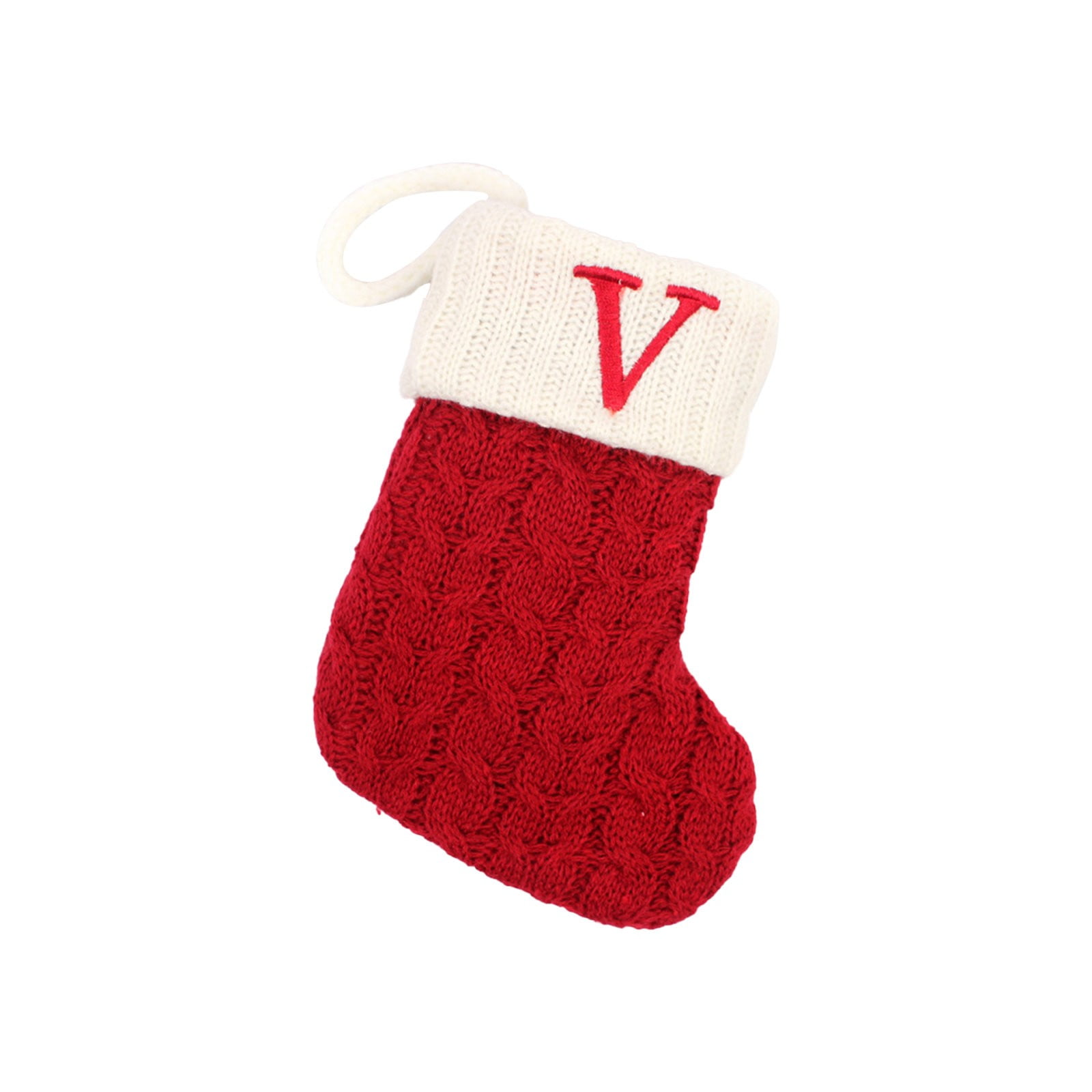 Christmas Stockings With Initials Large Embroidered Letter Knit Red