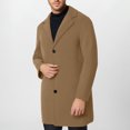 thumbnail image 6 of BXINGOHAI Men's Winter Coat Trench Big and Tall Overcoat Casual Single Breasted Mid-Long Pea Top Jacket Today Sales Brown,XL, 6 of 6
