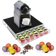 Coffee Machine Stand Holder, Large Capacity Coffee Capsule Holder  Non-slip Coffee Capsule Storage Drawer and Coffee Machine Stand for Home Kitchen Office