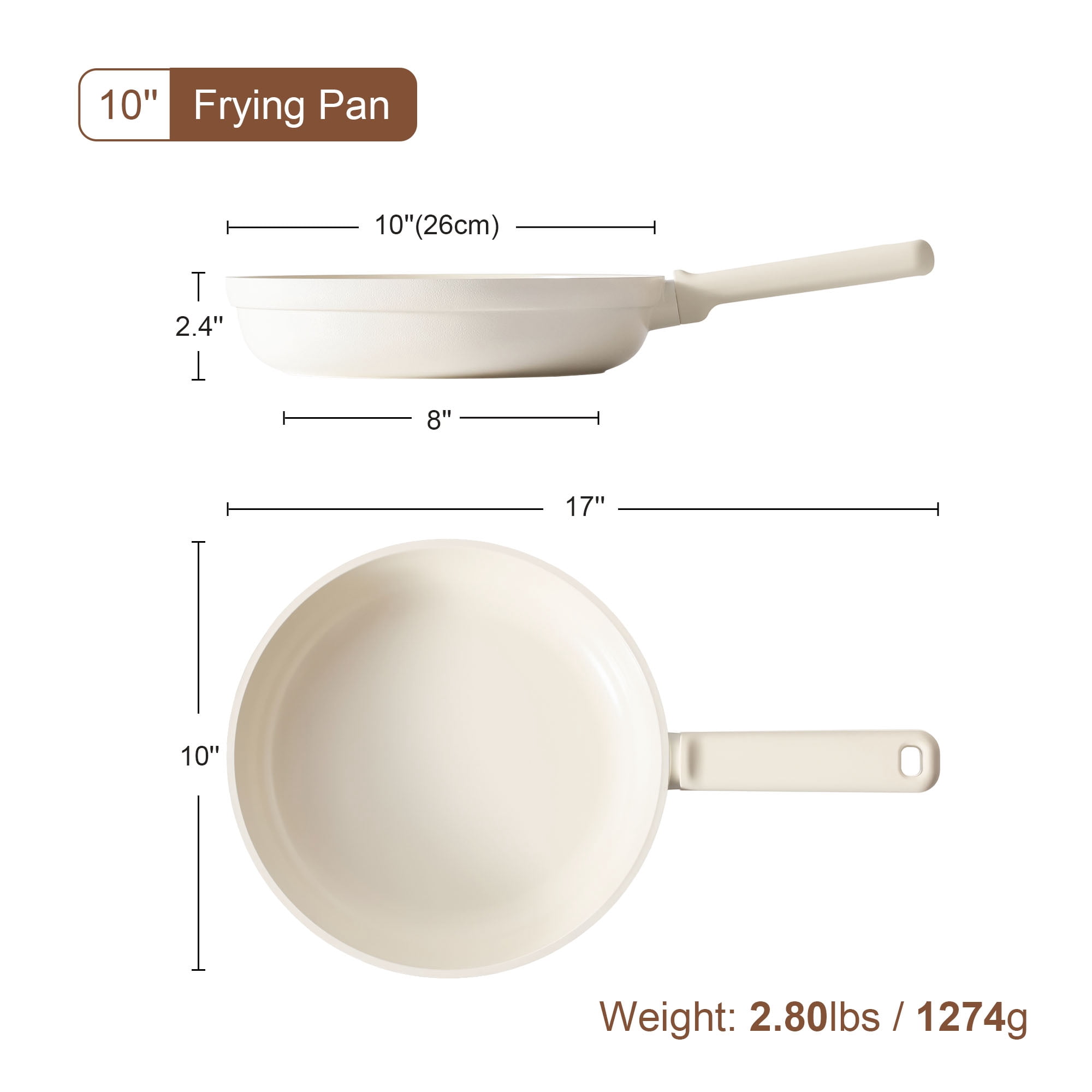 SENSARTE 10 Inch Ceramic Frying Pan Skillet, White Nonstick Omelet Pan, Healthy Chef's Pan, Kitchen Egg Pan with Anti-Scald Handle, Dishwasher Safe, Induction Compatible