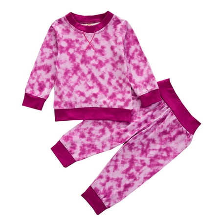 

Dadaria Baby Boys Girls Clothes Newborn Sets 0-24M Newborn Infant Long Sleeve Tie Dyed Tops Pants Outfits Set Hot Pink 80 Toddler