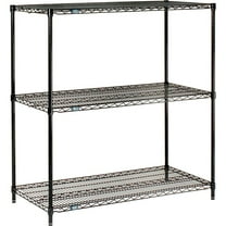 Nexel Black Epoxy, 3 Tier, Wire Shelving Starter Unit, 48"W x 14"D x 34"H