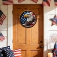 thumbnail image 4 of Independence Day Wooden Sign, Patriotic Star Wall Hanging, USA Flag Round Decor Plaque, Festival Hanging Board for Home, Porch, Door, Yard & 4th of July Celebration, 4 of 6