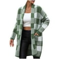 thumbnail image 2 of Turilly Lady Coats Oversize Jackets on Women's Outerwear Sweater Loose Plaid Color Matching Knitted Cardigan Casual Coats, 2 of 9