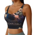 thumbnail image 2 of Pofeuu White Purple Flower Chicken Print Sports Bra for Women Sexy Vest Yoga Running Gym Fitness Crop Bras Tops-Medium, 2 of 8